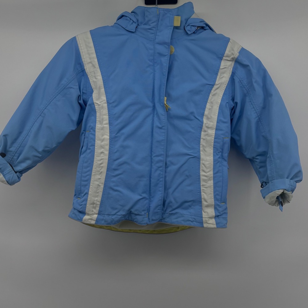 Lands' End Girls' Winter Jacket Hooded Blue‎ White Quilted Lined Kids' 6-6X